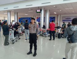Personel Polresta Palangka Raya Amankan Aktivitas Penerbangan di Bandara Tjilik Riwut