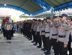 Kapolsek Pahandut Pimpin Apel Penyerahan Jenazah Aiptu I Nyoman Yosep dari Keluarga ke Polri