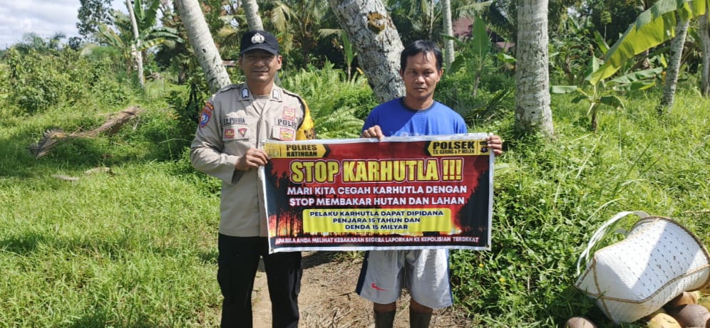 Ciptakan lingkungan sehat Polsek Tws Garing dan Pulau Malan sosialisasi Stop Karhutla.