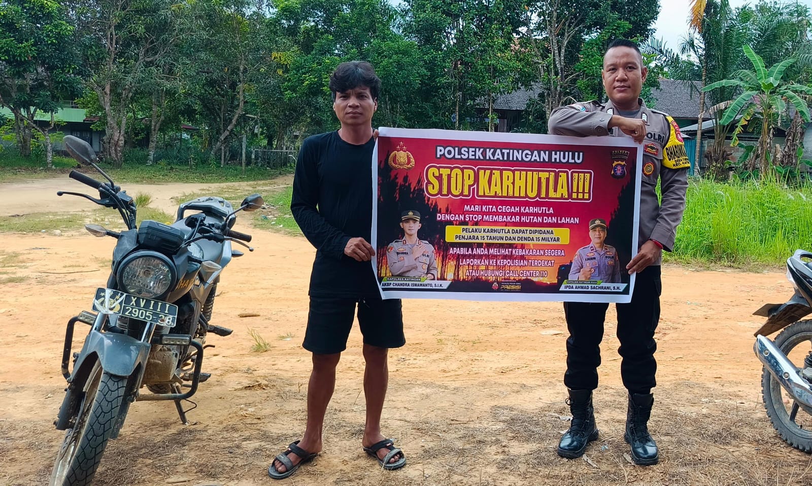 Ciptakan lingkungan sehat Polsek Katingan Hulu sosialisasi Stop Karhutla.