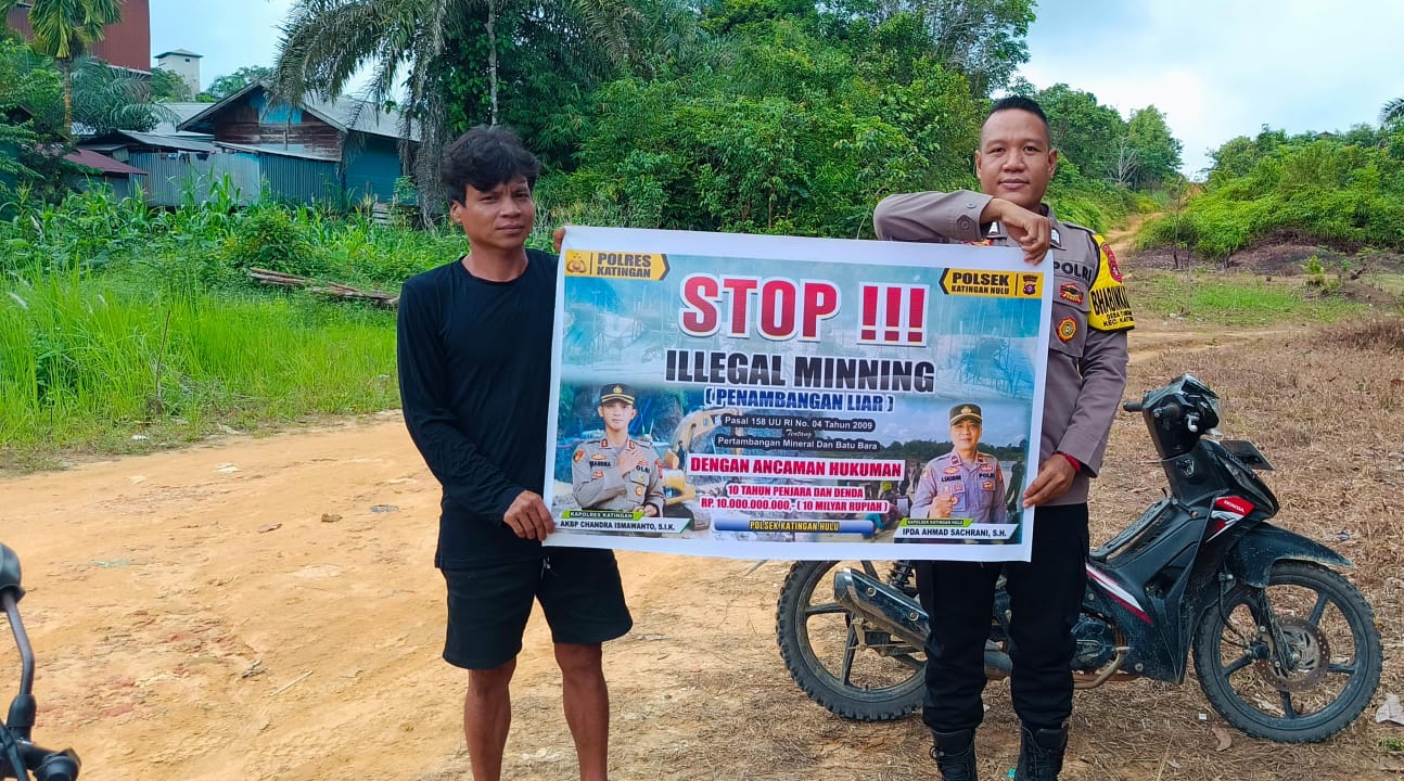 Bhabinkamtibmas Kec. Katingan Hulu dan Bukit Raya Sosialisasi tentang larangan Ilegal Mining.