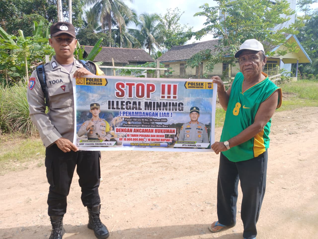 Bhabinkamtibmas Desa Tumbang Kaman Sosialisasi tentang larangan Ilegal Mining.