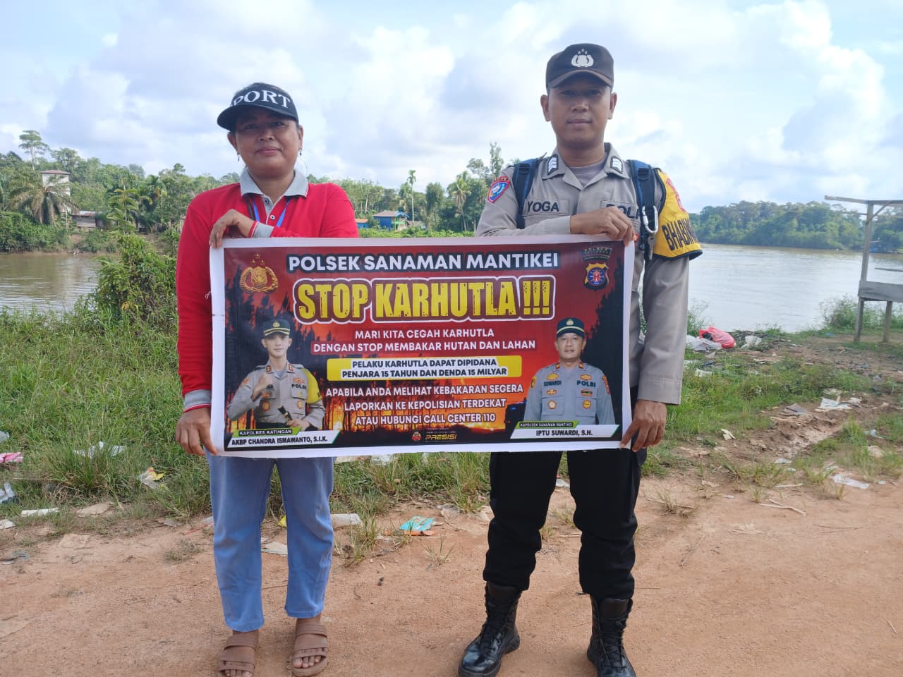 Bhabinkamtibmas Desa Tumbang Kaman Sosialisasi imbauan tentang Karhutla