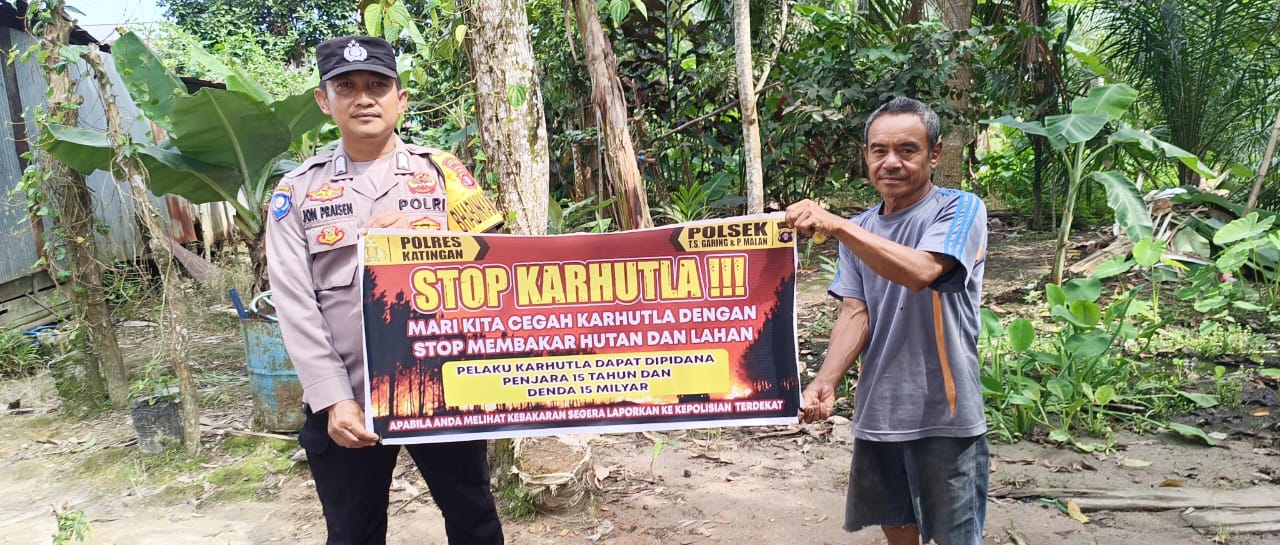 Ciptakan lingkungan sehat Polsek Tws Garing dan Pulau Malan sosialisasi Stop Karhutla.