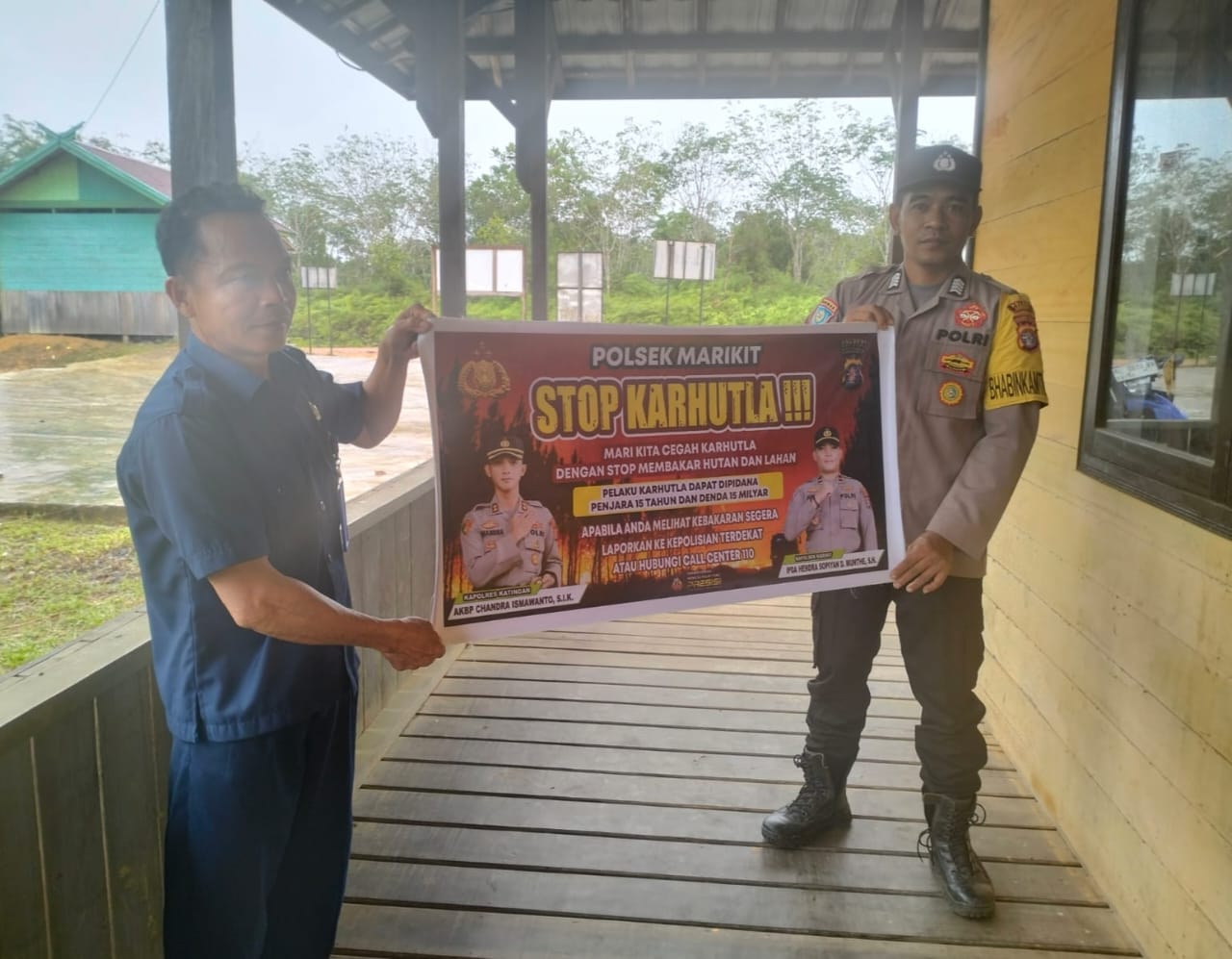 Bhabin ajak dan Himbau Warga agar menjaga Lahan Dari Karhutla.