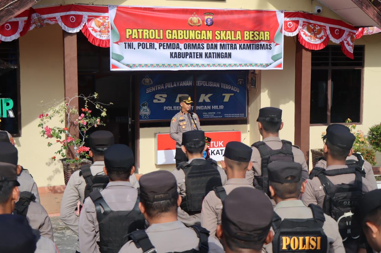 Polres Katingan Patroli Skala Besar Bareng TNI-Satpol PP dan Ormas Jaga Kondusifitas