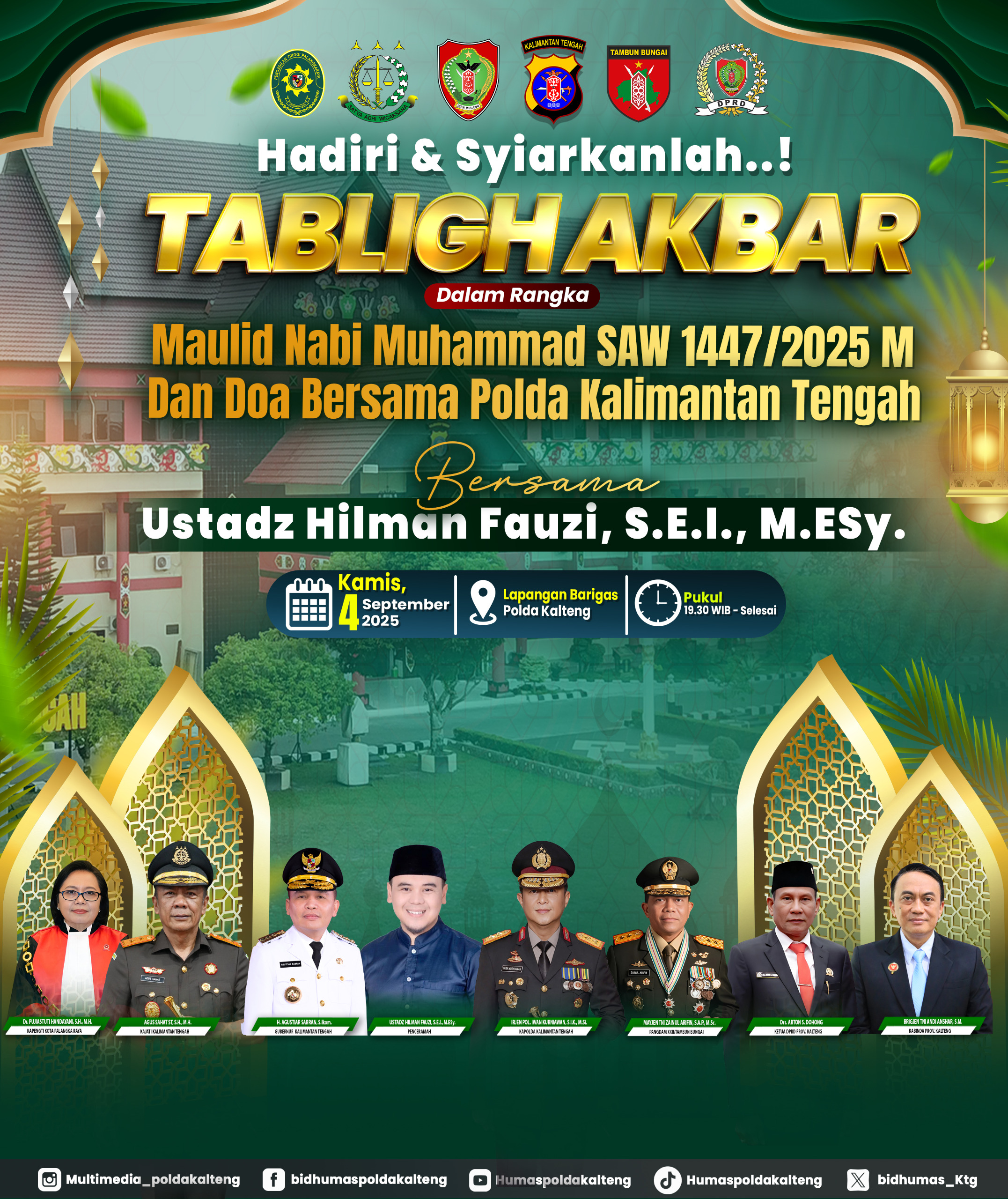 Ayo Saudaraku, Hadirilah Tabligh Akbar Peringatan Maulid Nabi Muhammad 1447 H di Polda Kalteng