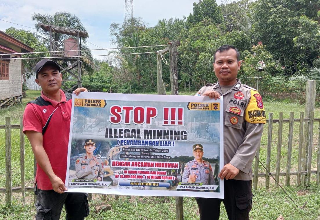 Bhabinkamtibmas Kec. Katingan Hulu dan Bukit Raya Sosialisasi tentang larangan Ilegal Mining.