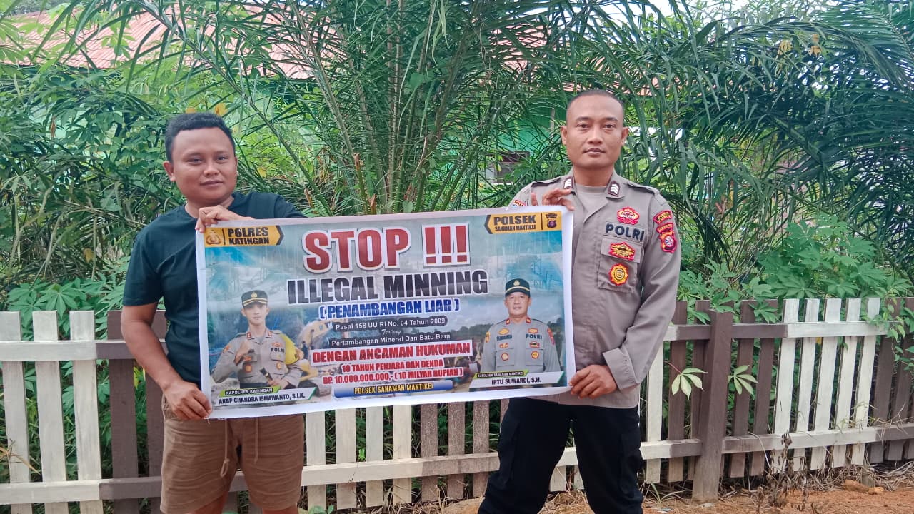 Bhabinkamtibmas Desa kamanto Sosialisasi tentang larangan Illegal Mining.