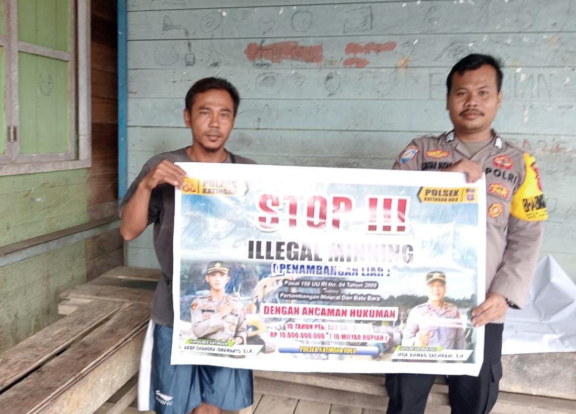 Bhabinkamtibmas Kec. Katingan Hulu dan Bukit Raya Sosialisasi tentang larangan Ilegal Mining.