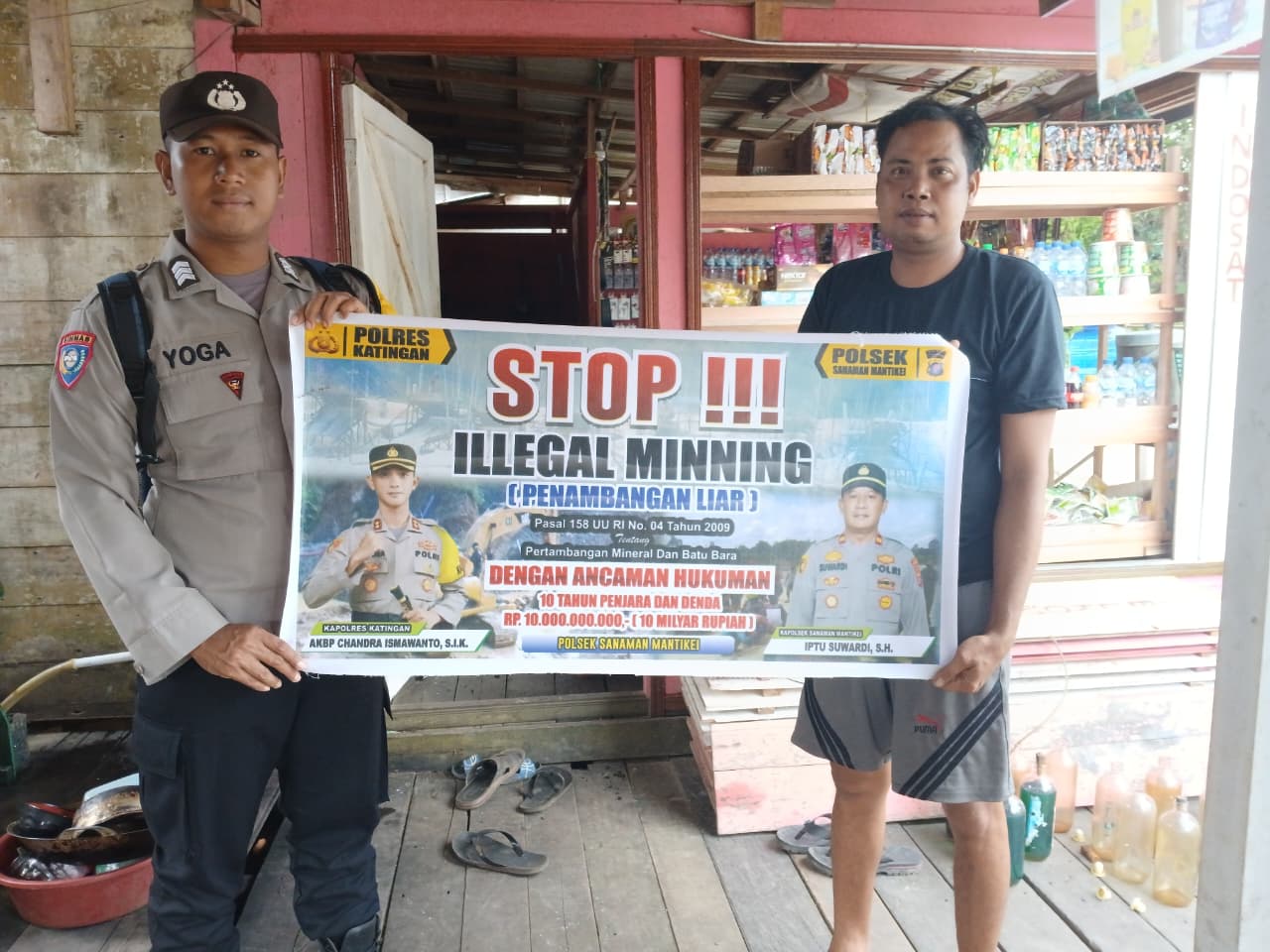 Bhabinkamtibmas Desa Tumbang Kaman Sosialisasi tentang larangan Ilegal Mining.