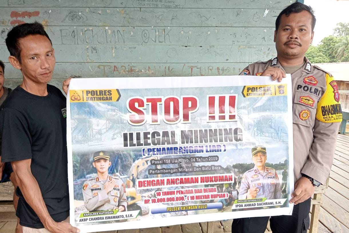 Bhabinkamtibmas Kec. Katingan Hulu dan Bukit Raya Sosialisasi tentang larangan Ilegal Mining.