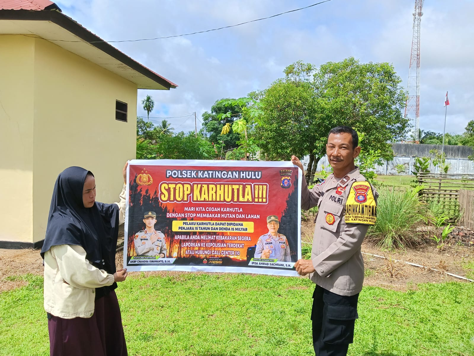 Ciptakan lingkungan sehat Polsek Katingan Hulu sosialisasi Stop Karhutla.