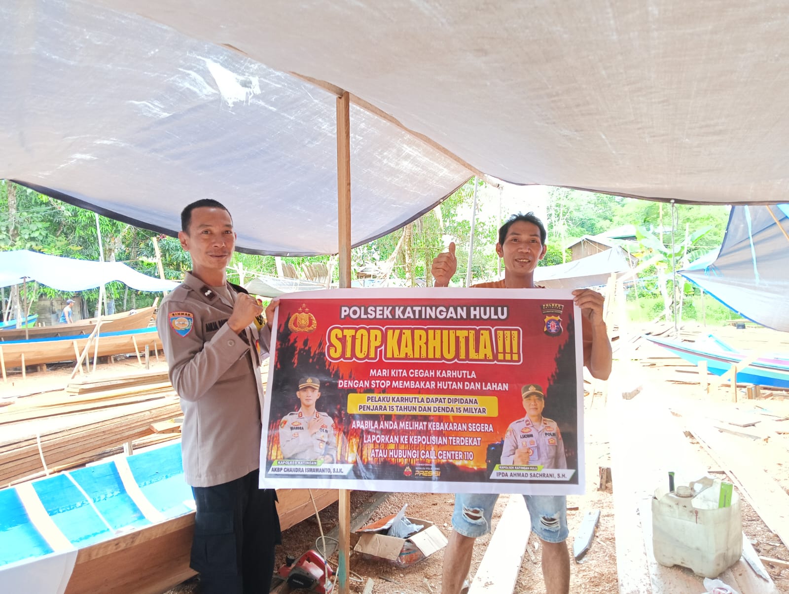 Ciptakan lingkungan sehat Polsek Katingan Hulu sosialisasi Stop Karhutla.