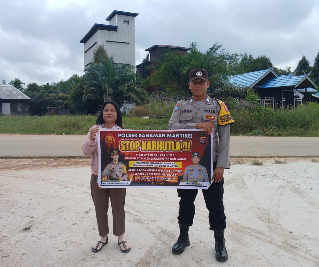 Bhabinkamtibmas Desa Tumbang Kaman Sosialisasi imbauan tentang Karhutla