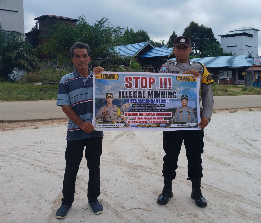 Bhabinkamtibmas Desa Tumbang Kaman Sosialisasi tentang larangan Ilegal Mining.