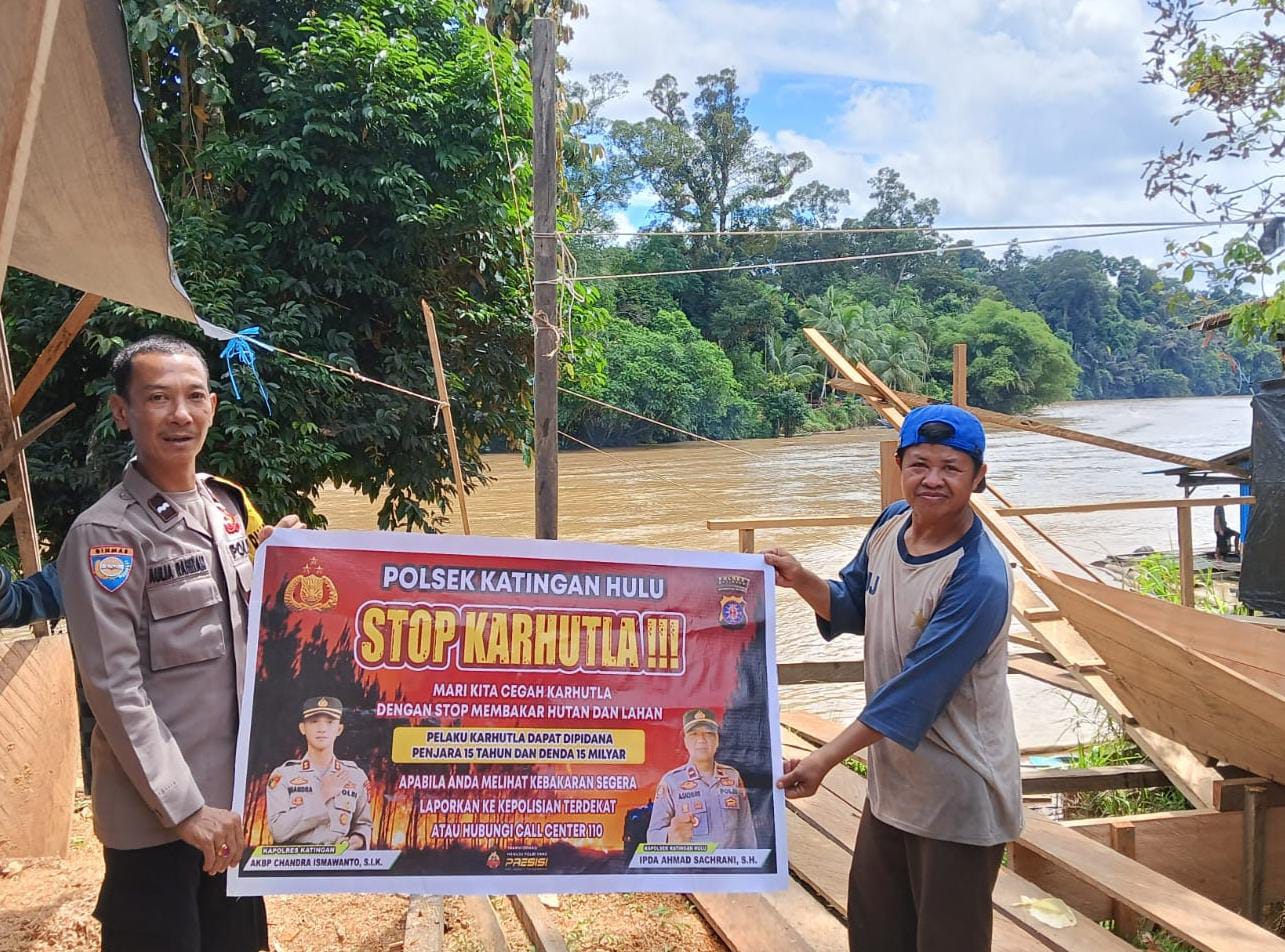 Ciptakan lingkungan sehat Polsek Katingan Hulu sosialisasi Stop Karhutla.