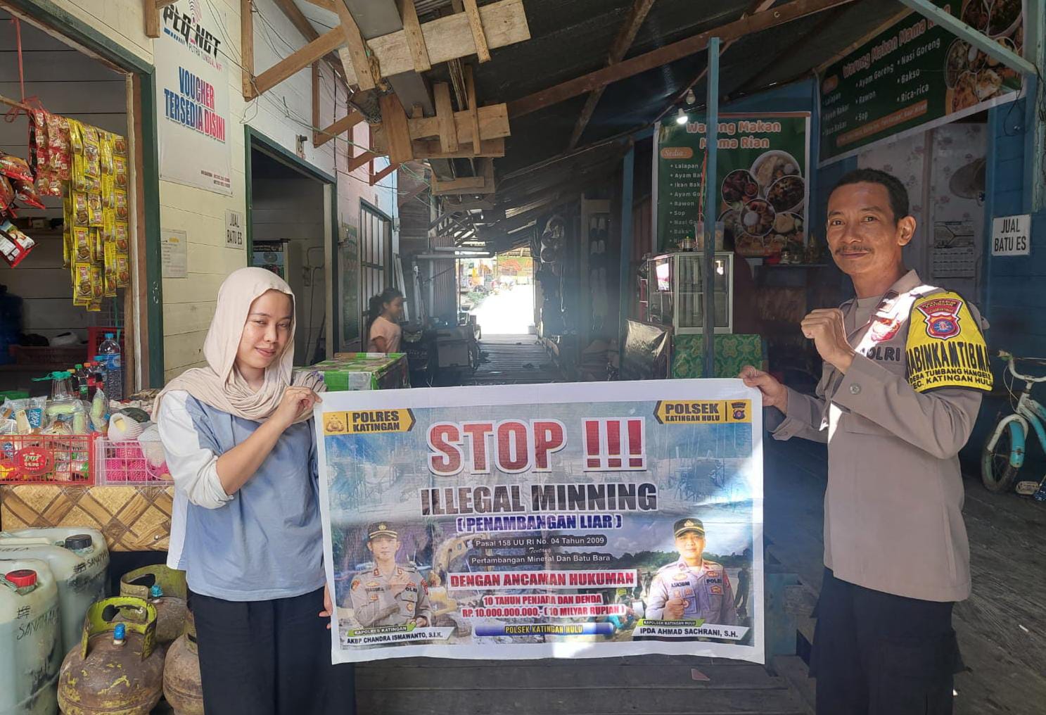 Bhabinkamtibmas Kec. Katingan Hulu dan Bukit Raya Sosialisasi tentang larangan Ilegal Mining.