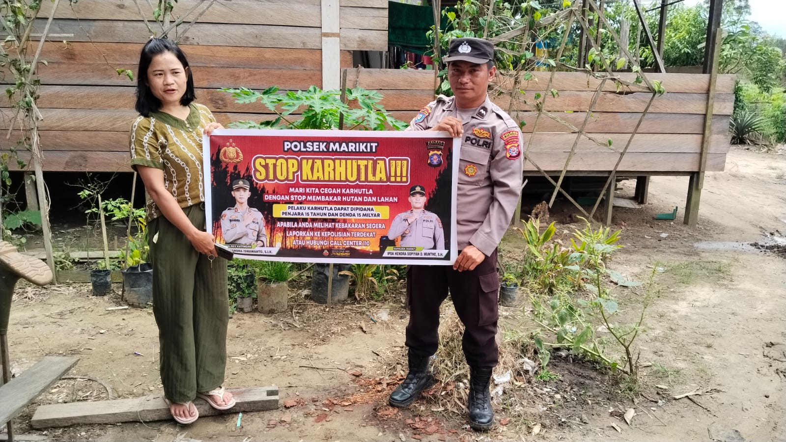 Personil Polsek Marikit Melaksanakan Sosialisasi Tentang Larangan Membakar Hutan Dan Lahan.