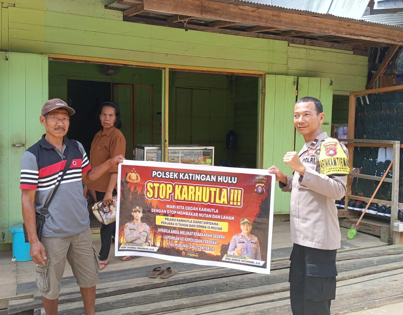 Ciptakan lingkungan sehat Polsek Katingan Hulu sosialisasi Stop Karhutla.