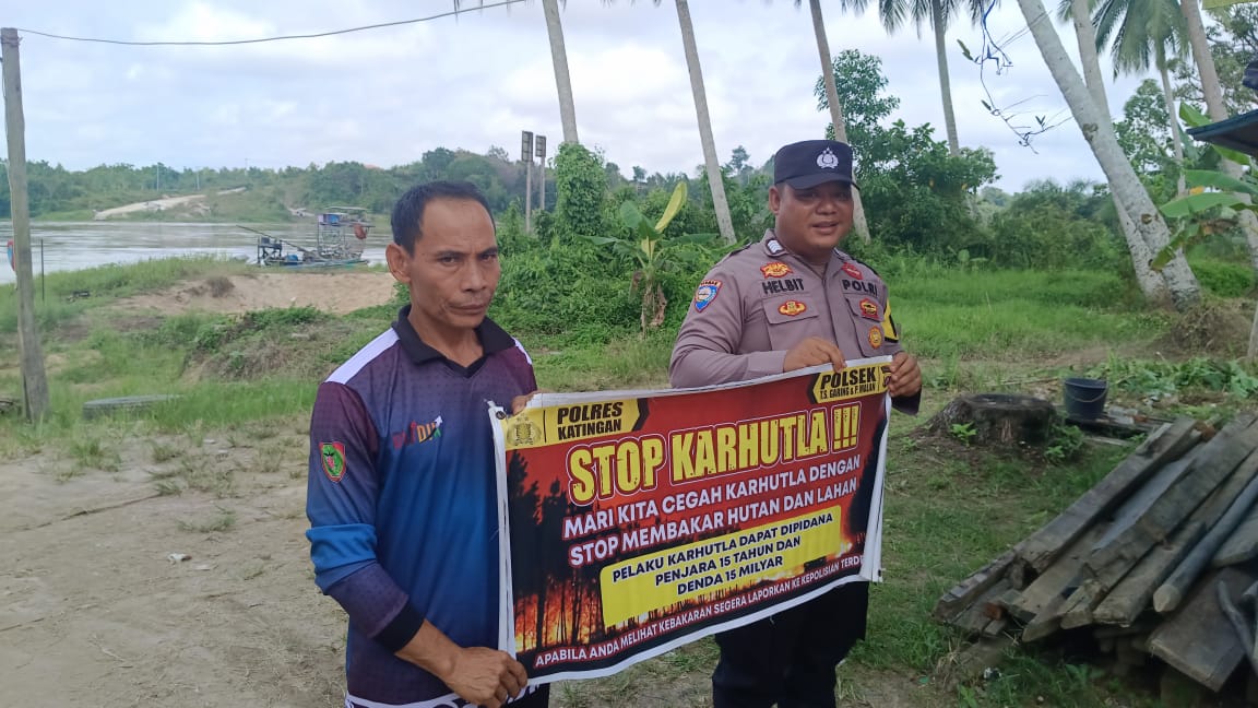 Bhabinkamtibmas Piket Polsek Tws Garing dan Pulau Malan terus sosialisasi Stop Karhutla kpd Masyarakat.