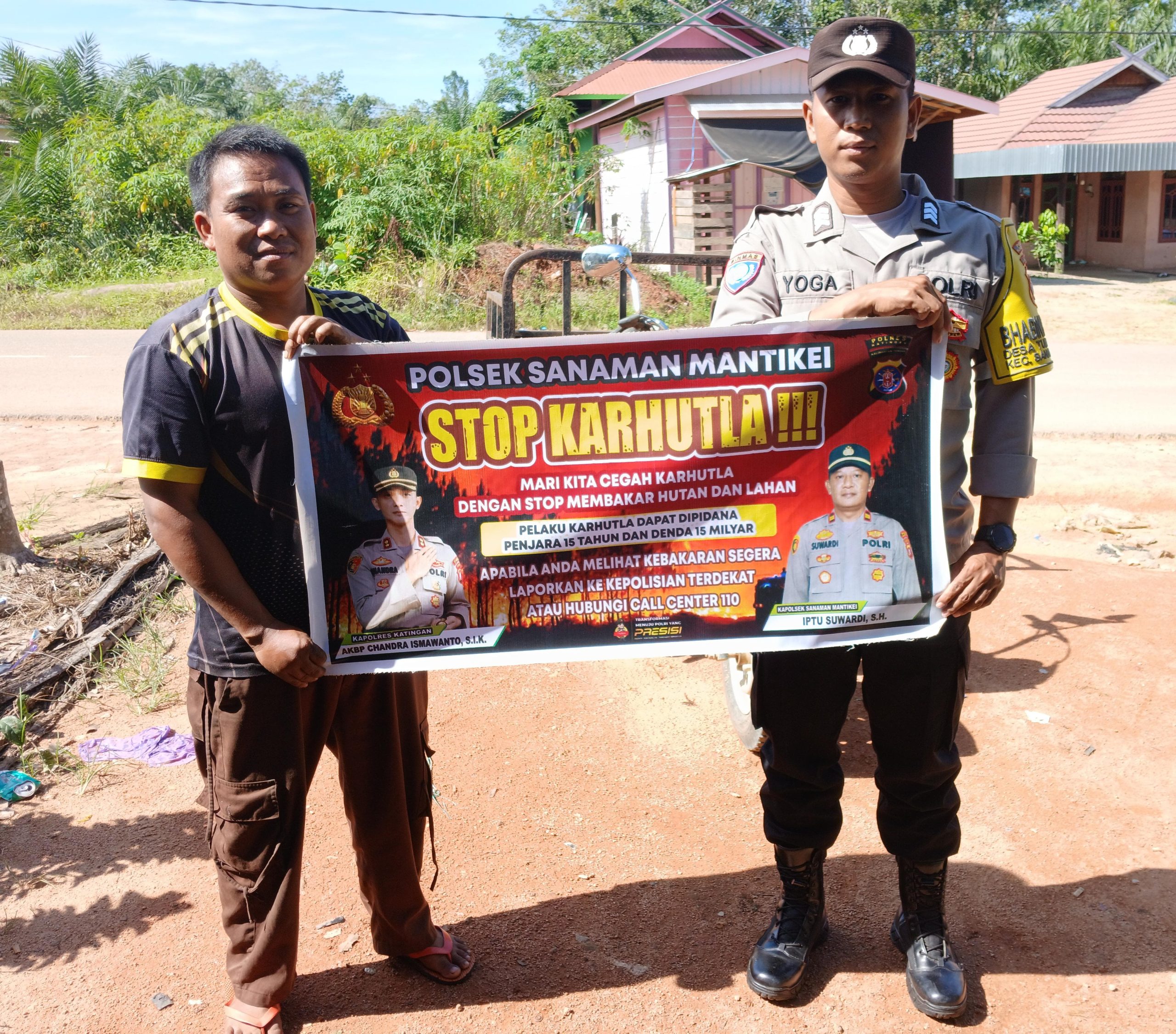 Bhabinkamtibmas Desa Tumbang Kaman Sosialisasi imbauan tentang Karhutla