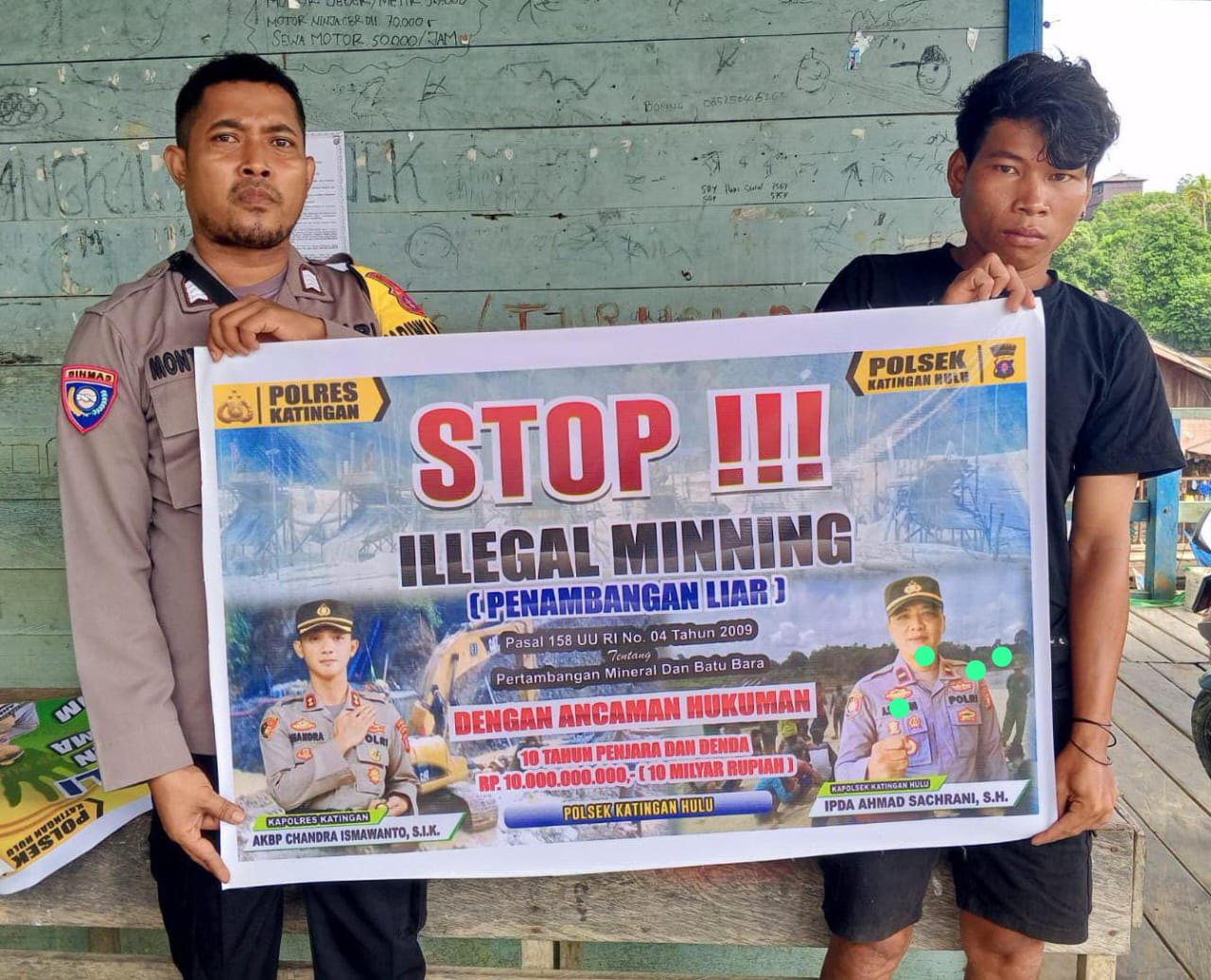 Bhabinkamtibmas Kec. Katingan Hulu dan Bukit Raya Sosialisasi tentang larangan Ilegal Mining.