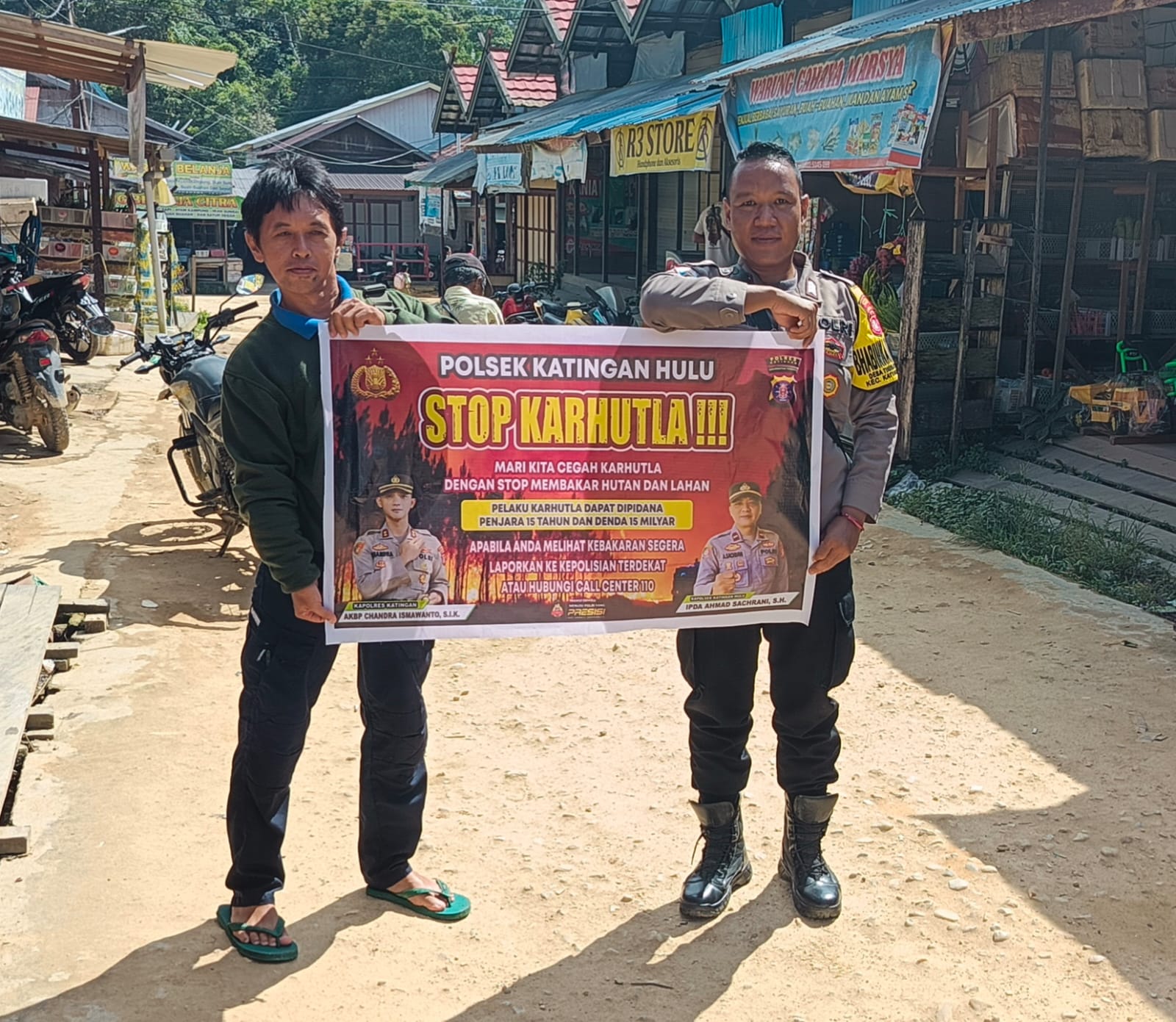 Ciptakan lingkungan sehat Polsek Katingan Hulu sosialisasi Stop Karhutla.