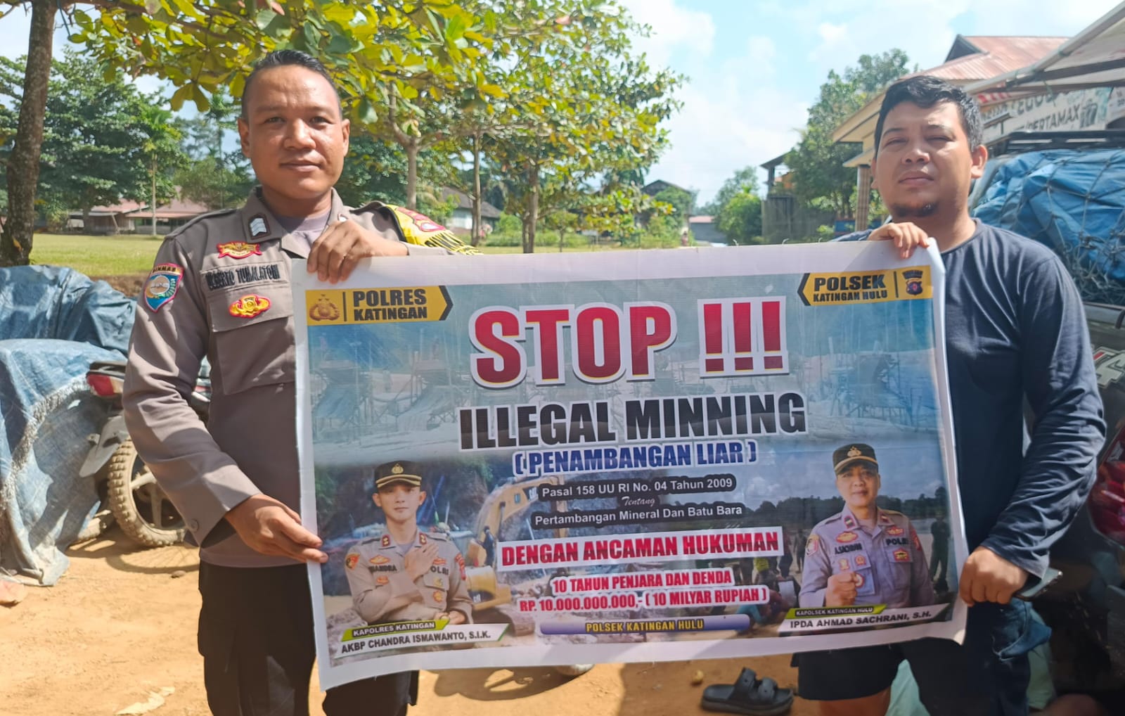 Bhabinkamtibmas Kec. Katingan Hulu dan Bukit Raya Sosialisasi tentang larangan Ilegal Mining.