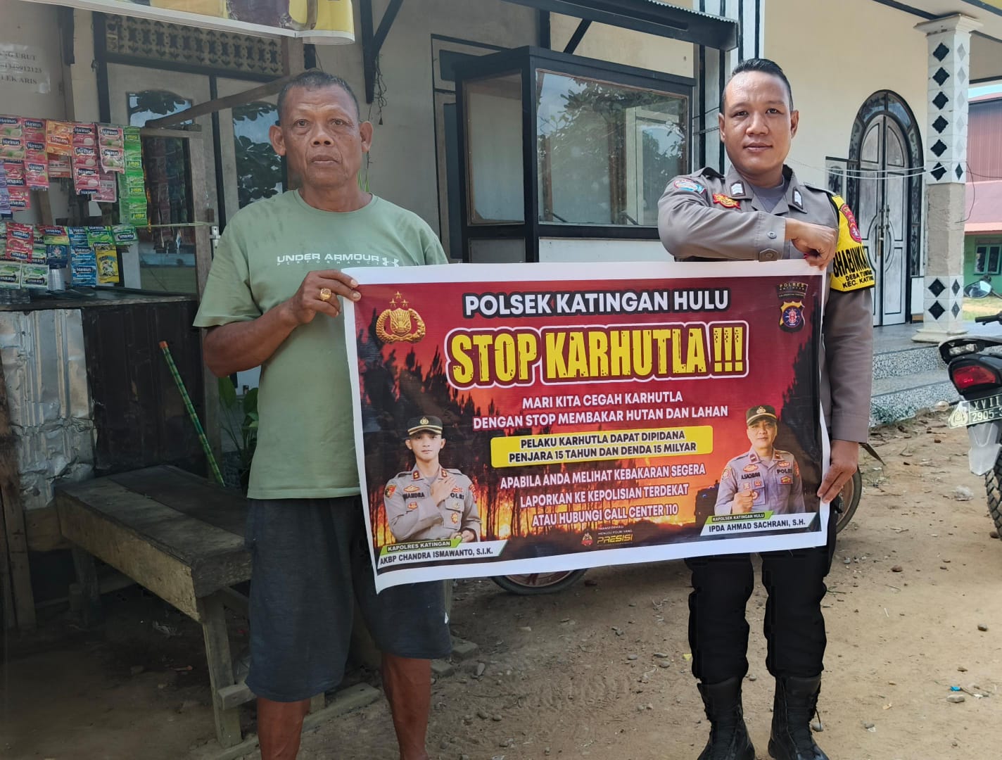 Ciptakan lingkungan sehat Polsek Katingan Hulu sosialisasi Stop Karhutla.