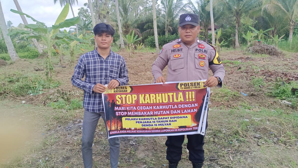 Bhabinkamtibmas Piket Polsek Tws Garing dan Pulau Malan terus sosialisasi Stop Karhutla kpd Masyarakat.