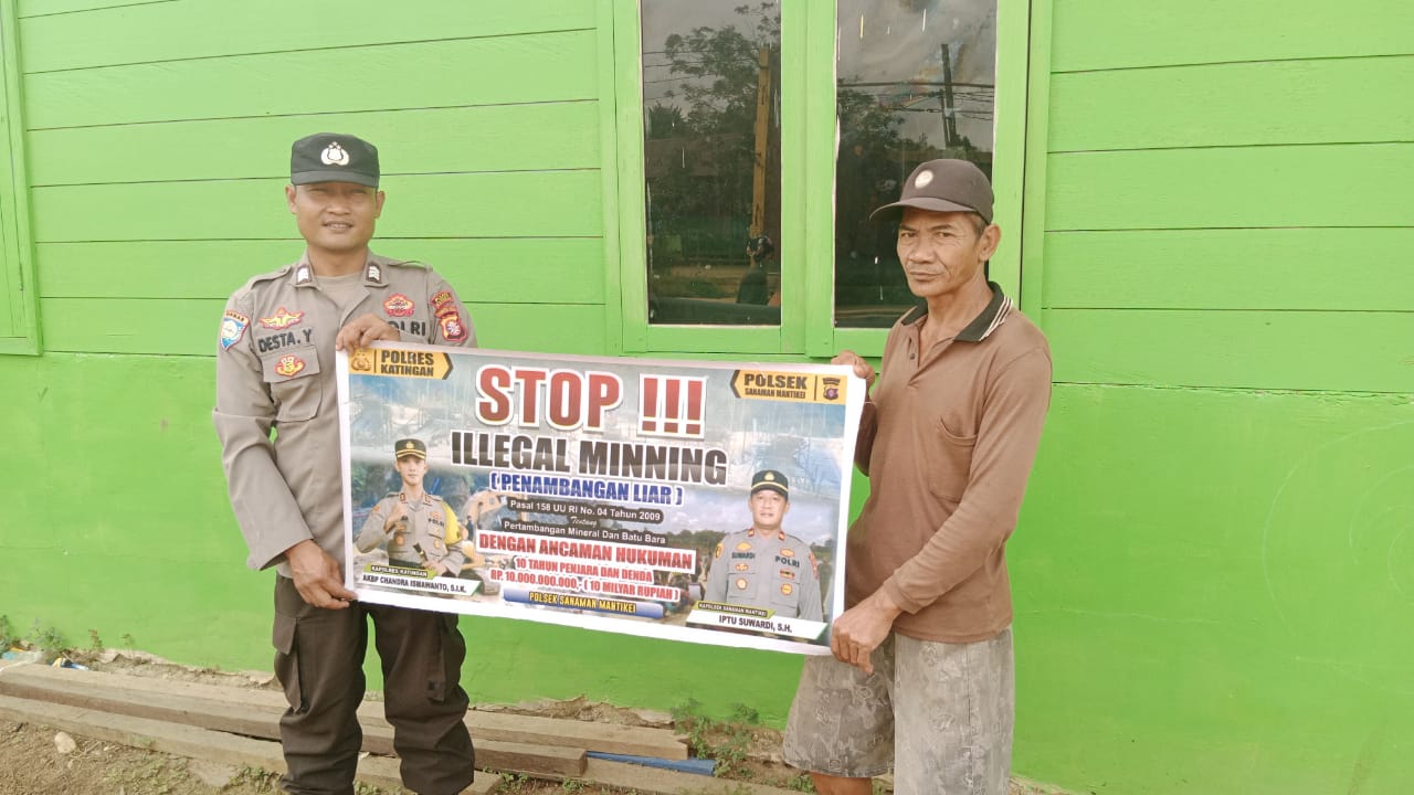 Bhabinkamtibmas Desa kamanto Sosialisasi tentang larangan Illegal Mining.