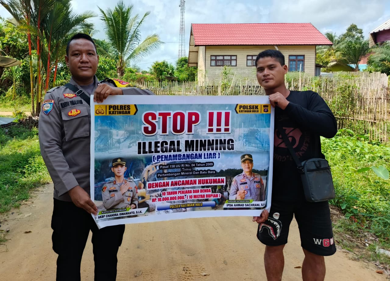 Bhabinkamtibmas Kec. Katingan Hulu dan Bukit Raya Sosialisasi tentang larangan Ilegal Mining.