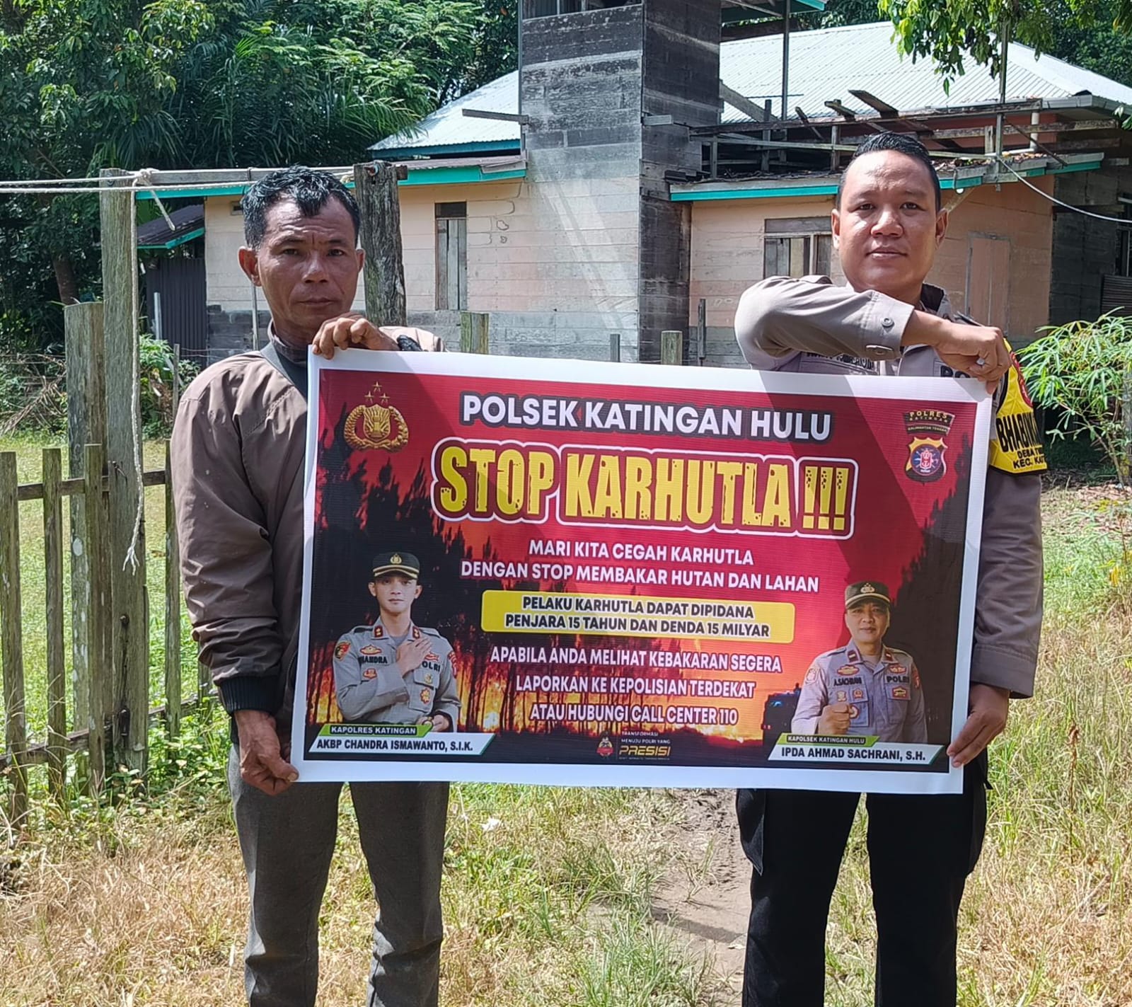 Ciptakan lingkungan sehat Polsek Katingan Hulu sosialisasi Stop Karhutla.