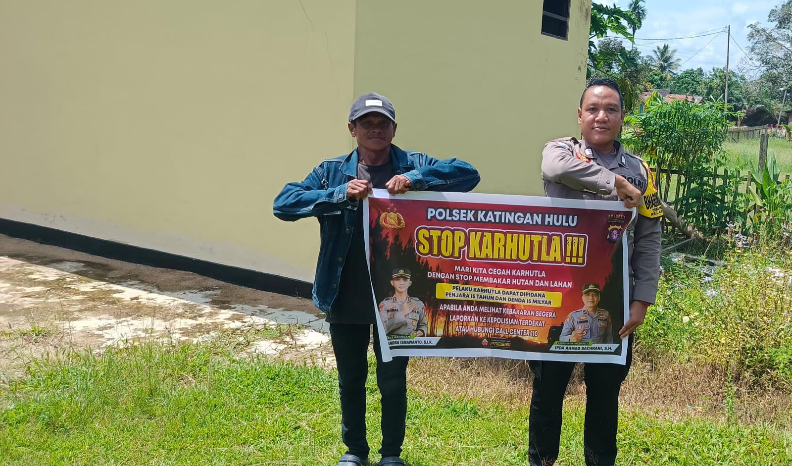 Ciptakan lingkungan sehat Polsek Katingan Hulu sosialisasi Stop Karhutla.