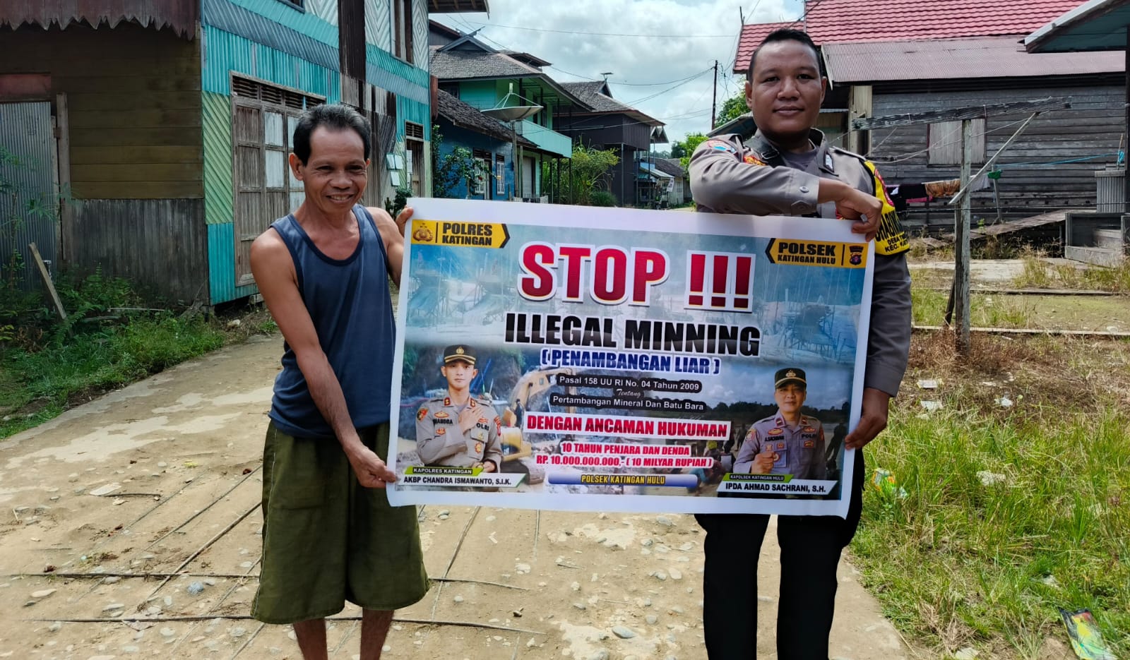 Bhabinkamtibmas Kec. Katingan Hulu dan Bukit Raya Sosialisasi tentang larangan Ilegal Mining.