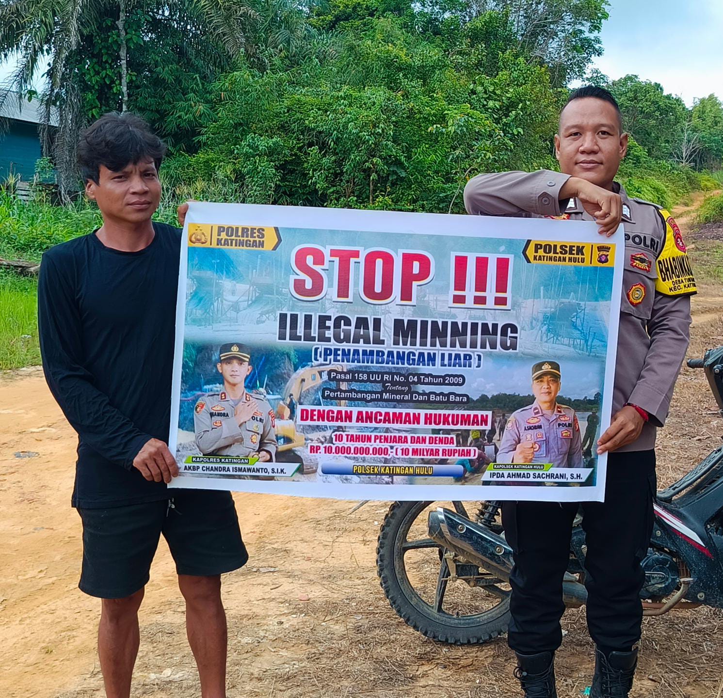 Bhabinkamtibmas Kec. Katingan Hulu dan Bukit Raya Sosialisasi tentang larangan Ilegal Mining.