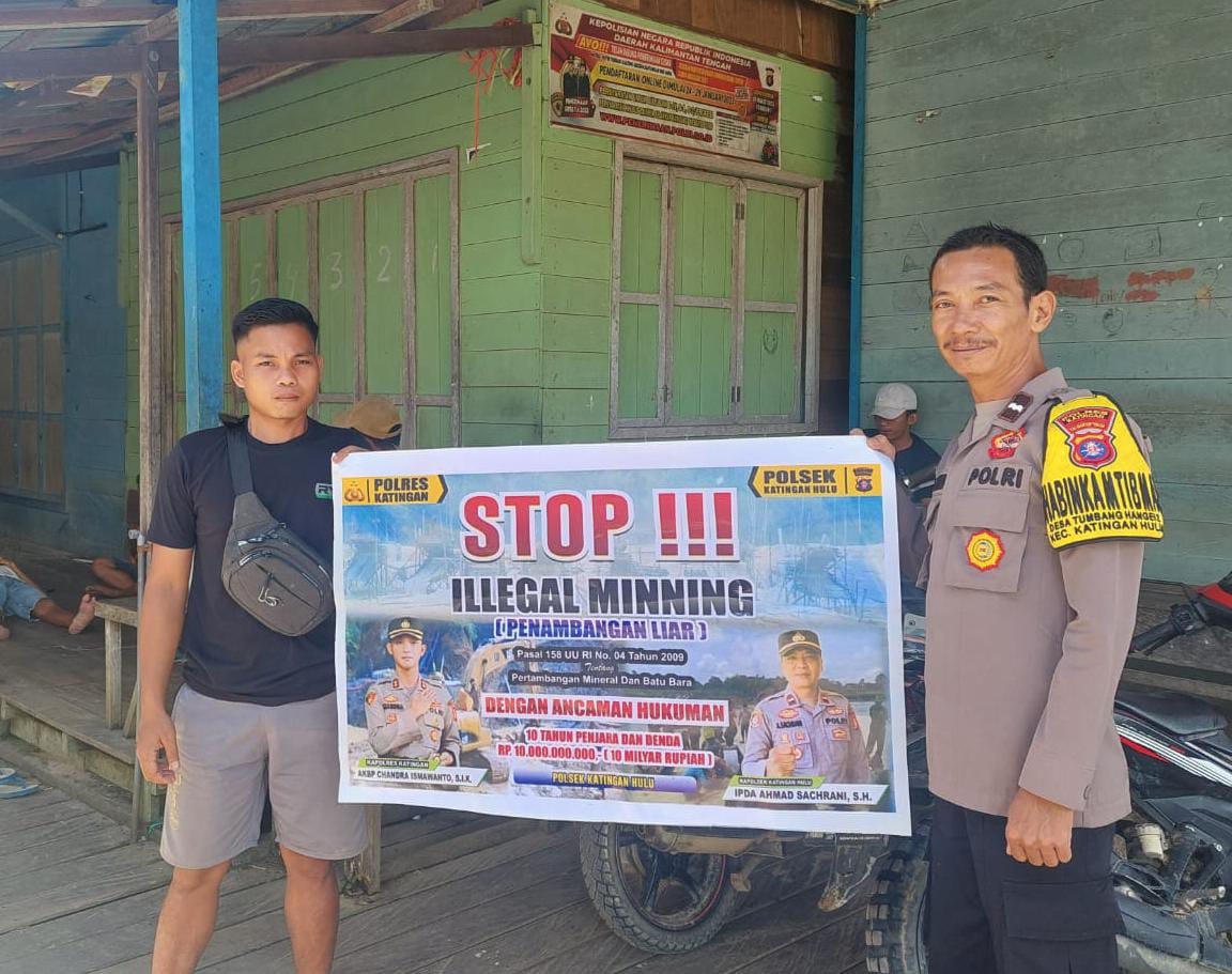 Bhabinkamtibmas Kec. Katingan Hulu dan Bukit Raya Sosialisasi tentang larangan Ilegal Mining.