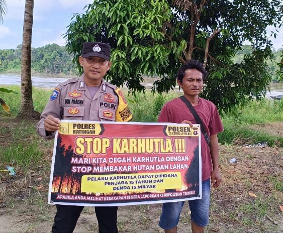 Ciptakan lingkungan sehat Polsek Tws Garing dan Pulau Malan sosialisasi Stop Karhutla.