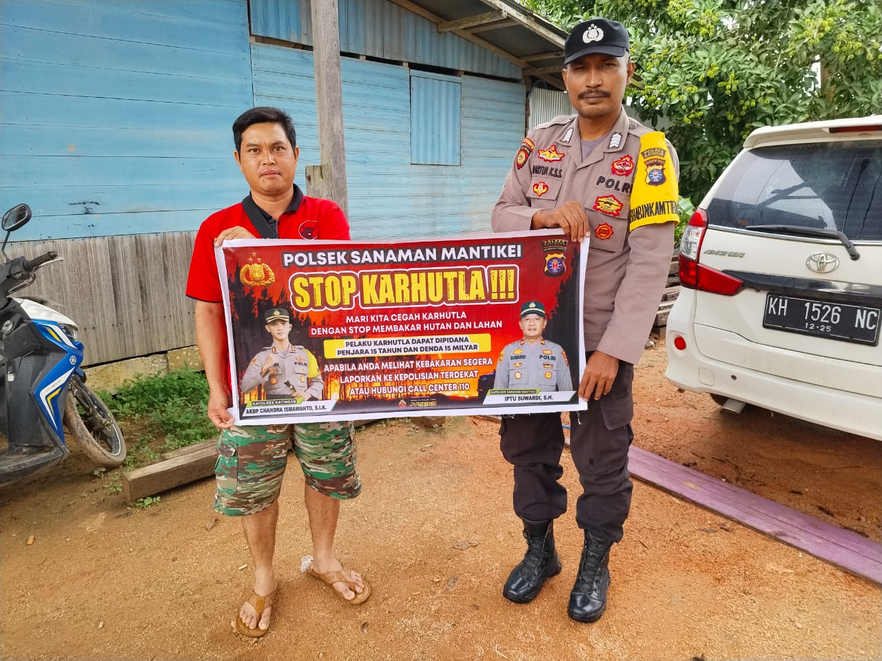 Bhabinkamtibmas Desa Tumbang Jala Sosialisasi imbauan tentang Karhutla