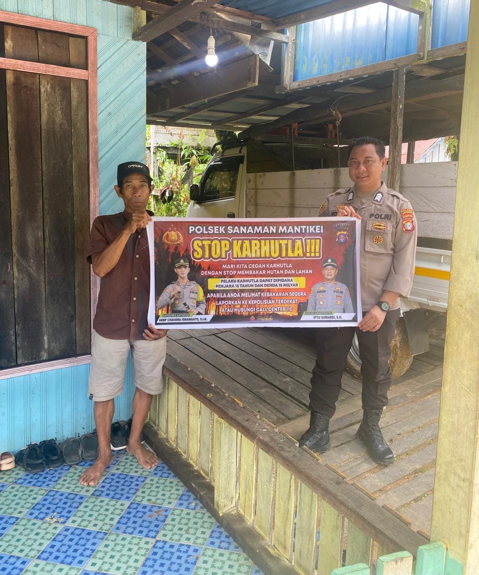 Bhabinkamtibmas Desa Tumbang Atei Sosialisasi imbauan tentang Karhutla