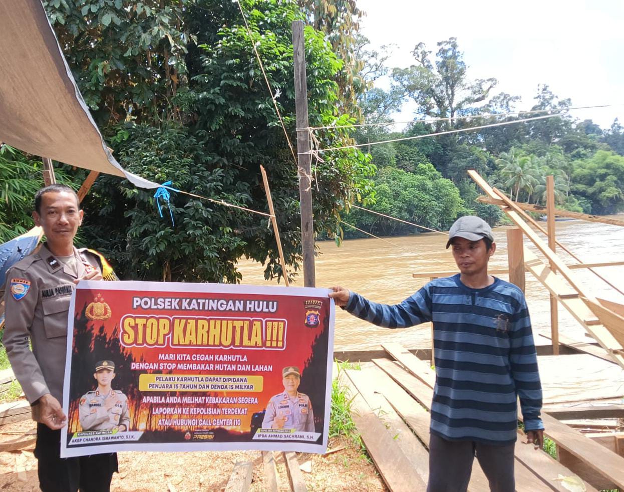 Ciptakan lingkungan sehat Polsek Katingan Hulu sosialisasi Stop Karhutla.