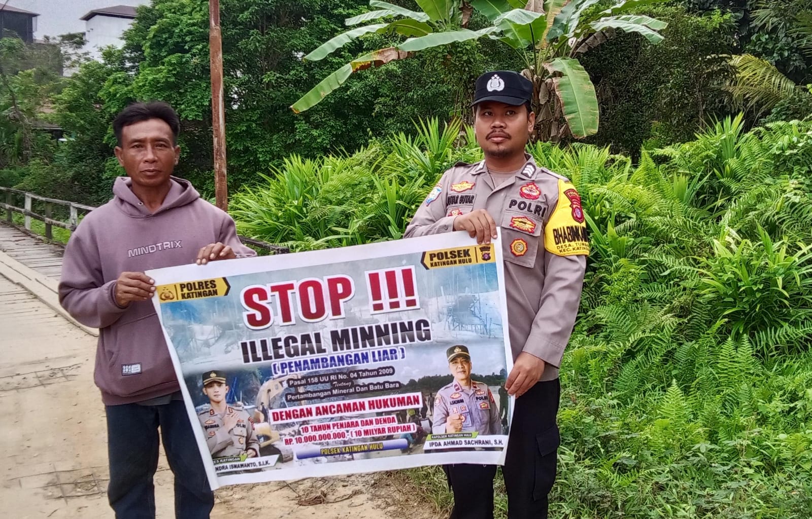 Bhabinkamtibmas Kec. Katingan Hulu dan Bukit Raya Sosialisasi tentang larangan Ilegal Mining.