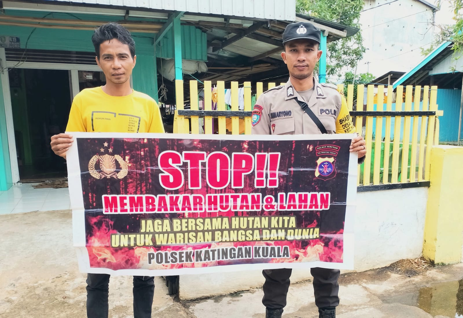 Bhabinkamtibmas Polsek Katingan Kuala Himbau Masyarakat Untuk Tidak Membakar Hutan dan Lahan