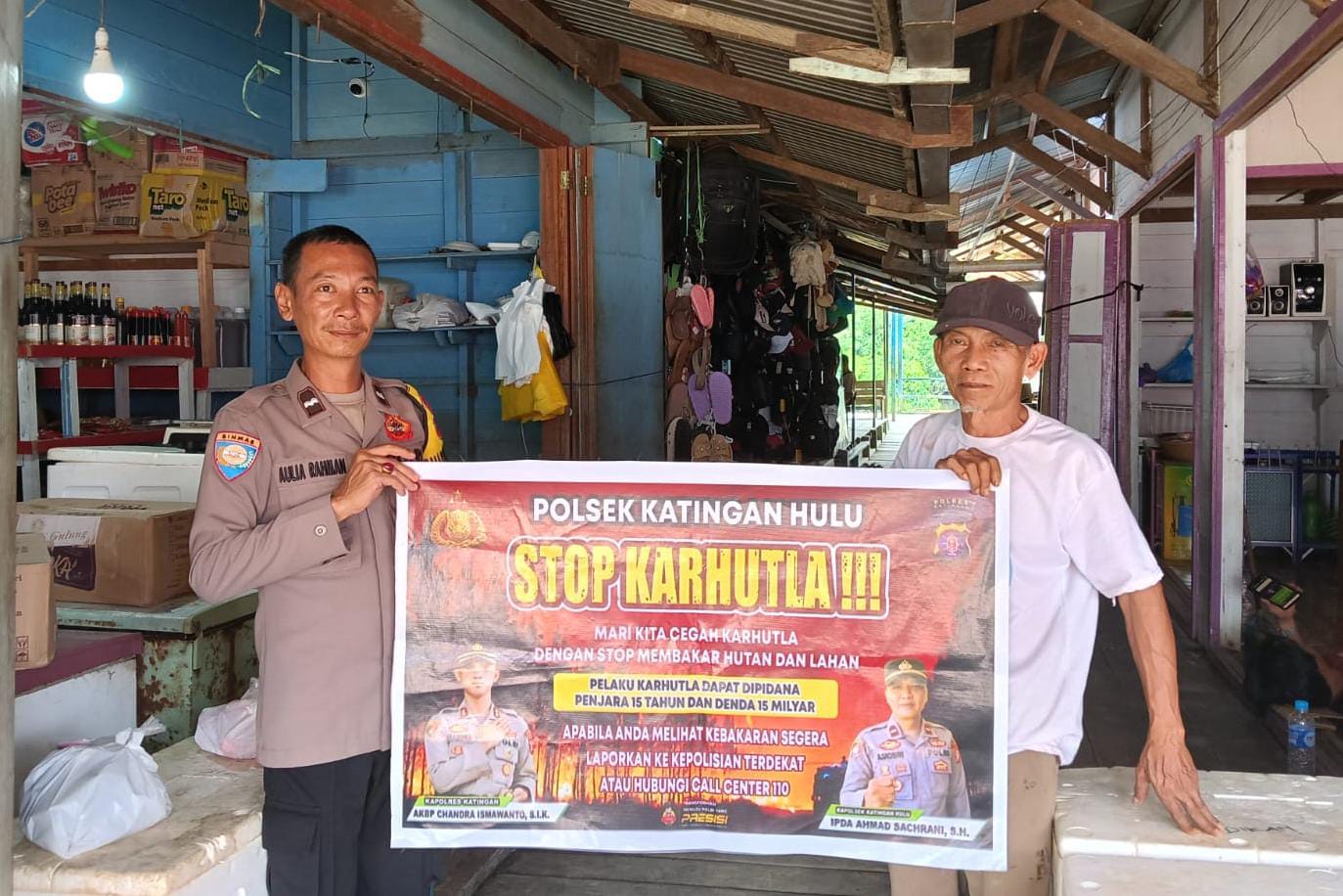 Ciptakan lingkungan sehat Polsek Katingan Hulu sosialisasi Stop Karhutla.