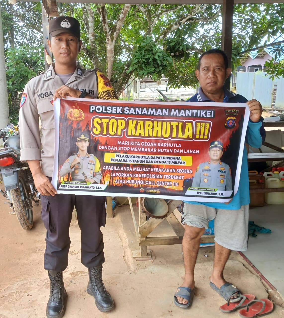 Bhabinkamtibmas Desa Tumbang Kaman Sosialisasi imbauan tentang Karhutla