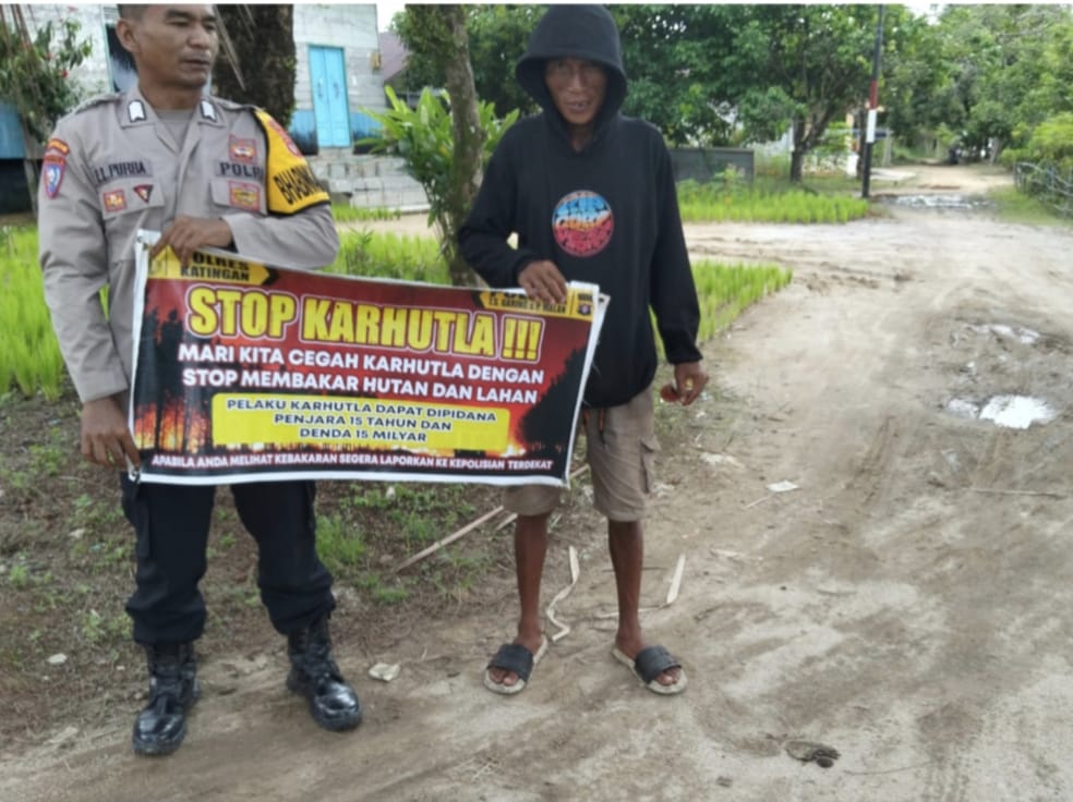 Ciptakan lingkungan sehat Polsek Tws Garing dan Pulau Malan sosialisasi Stop Karhutla.