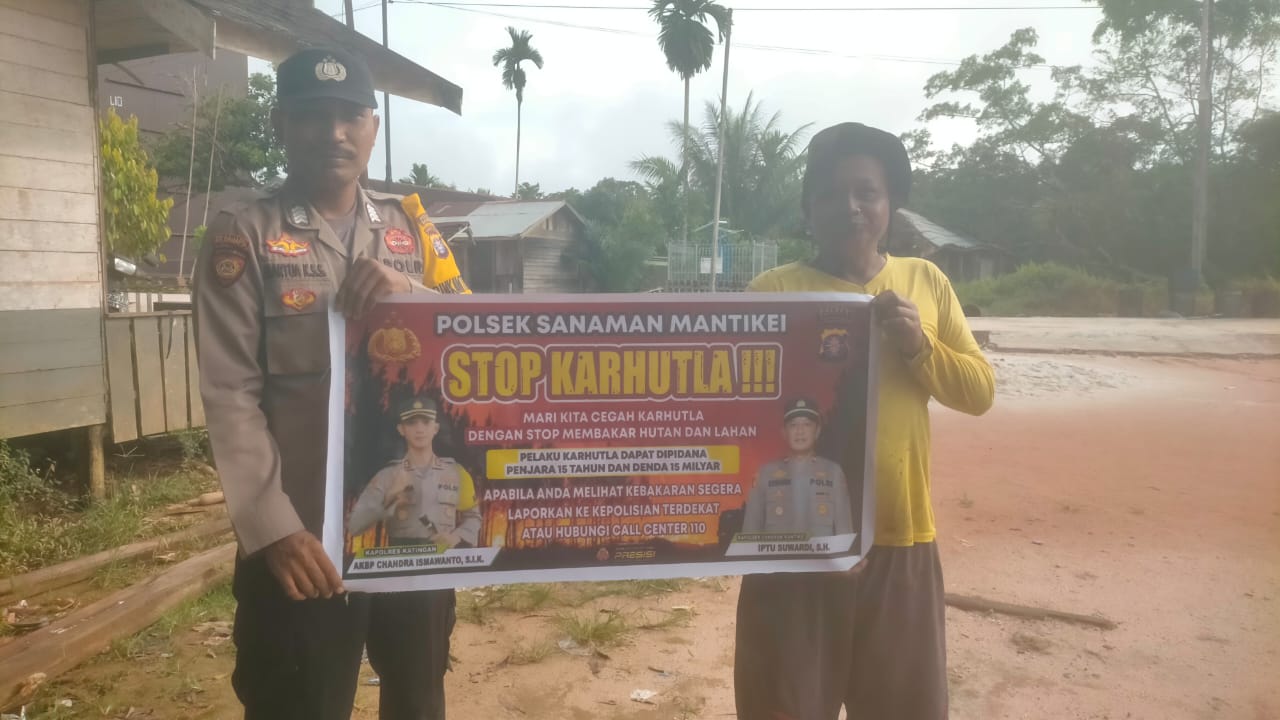 Bhabinkamtibmas Desa Tumbang Jala Sosialisasi imbauan tentang Karhutla