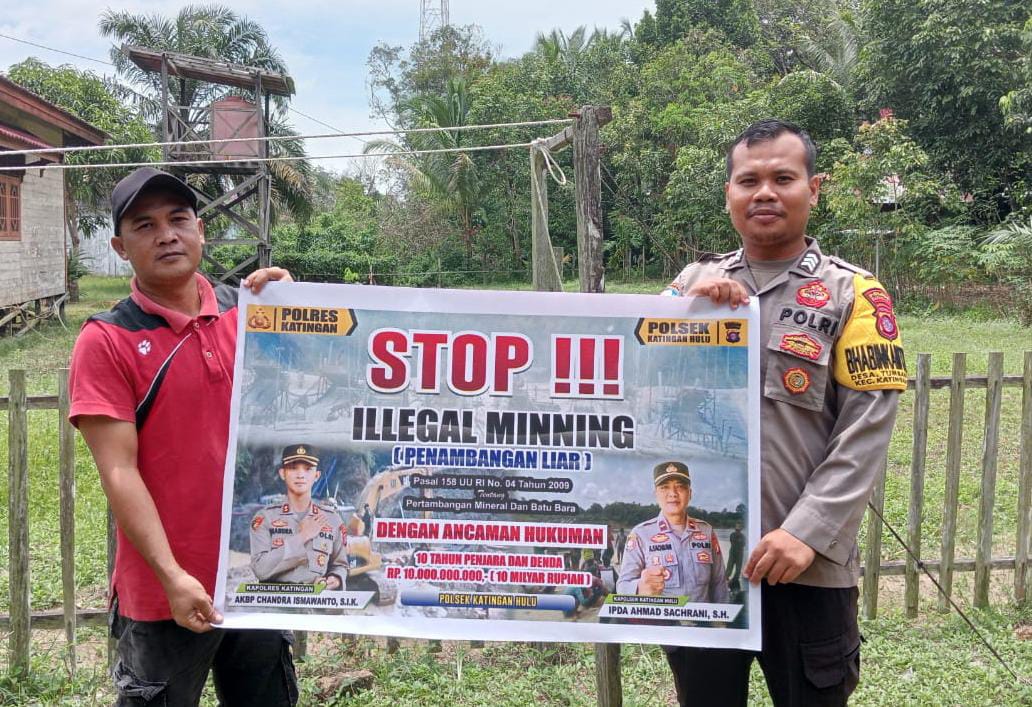 Bhabinkamtibmas Kec. Katingan Hulu dan Bukit Raya Sosialisasi tentang larangan Ilegal Mining.