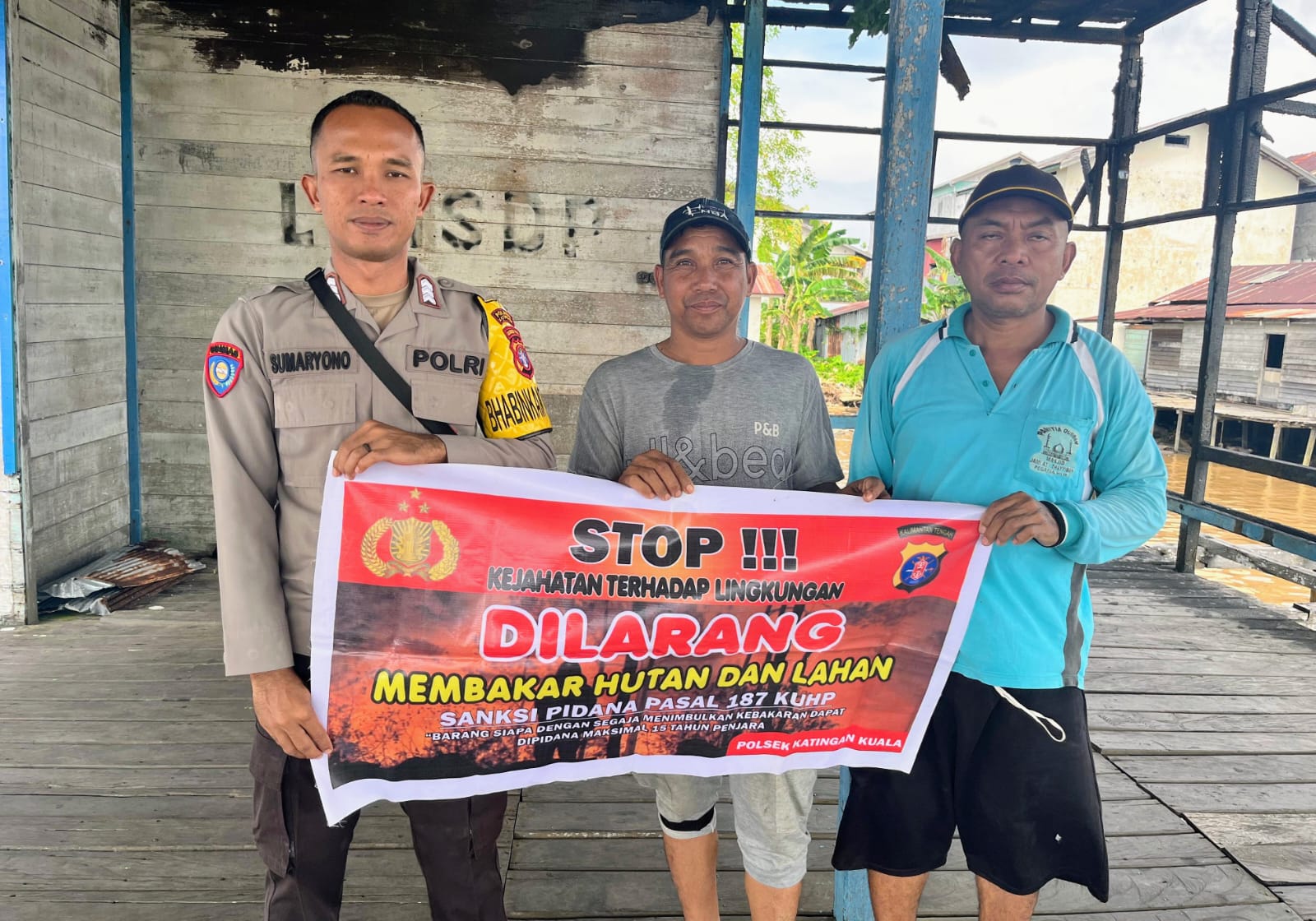 Bhabinkamtibmas Polsek Katingan Kuala Himbau Masyarakat Untuk Tidak Membakar Hutan dan Lahan